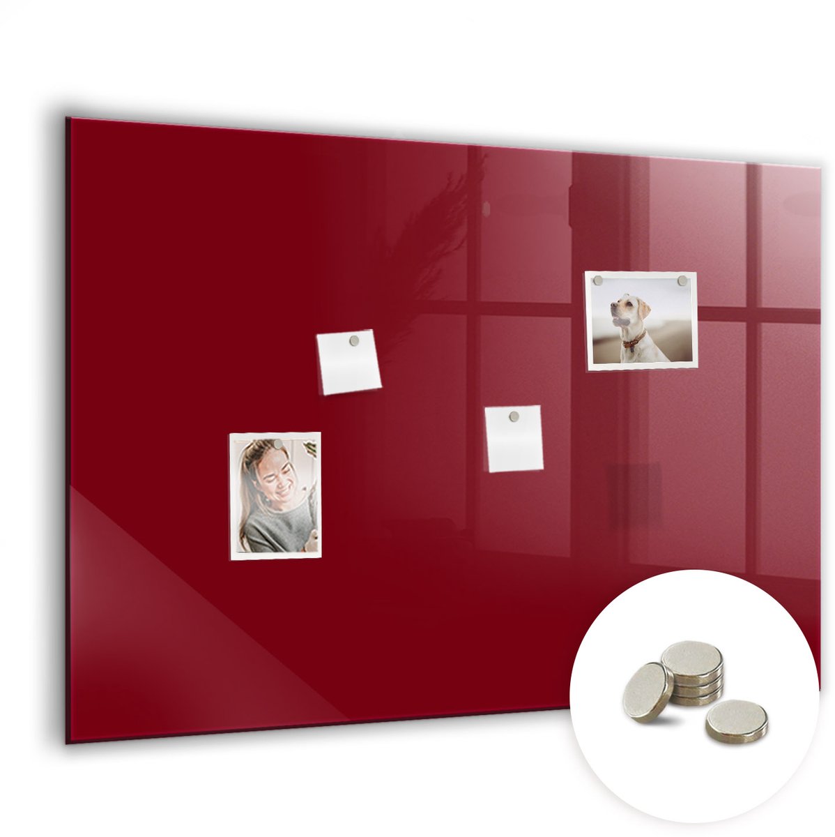 Coloray Glazen Magneetbord - Magnetisch Bord Lichtgrijze kleur - 100x70 cm - Bourgogne Magneetbord - Magnetic Board - Glazen Magneetbord
