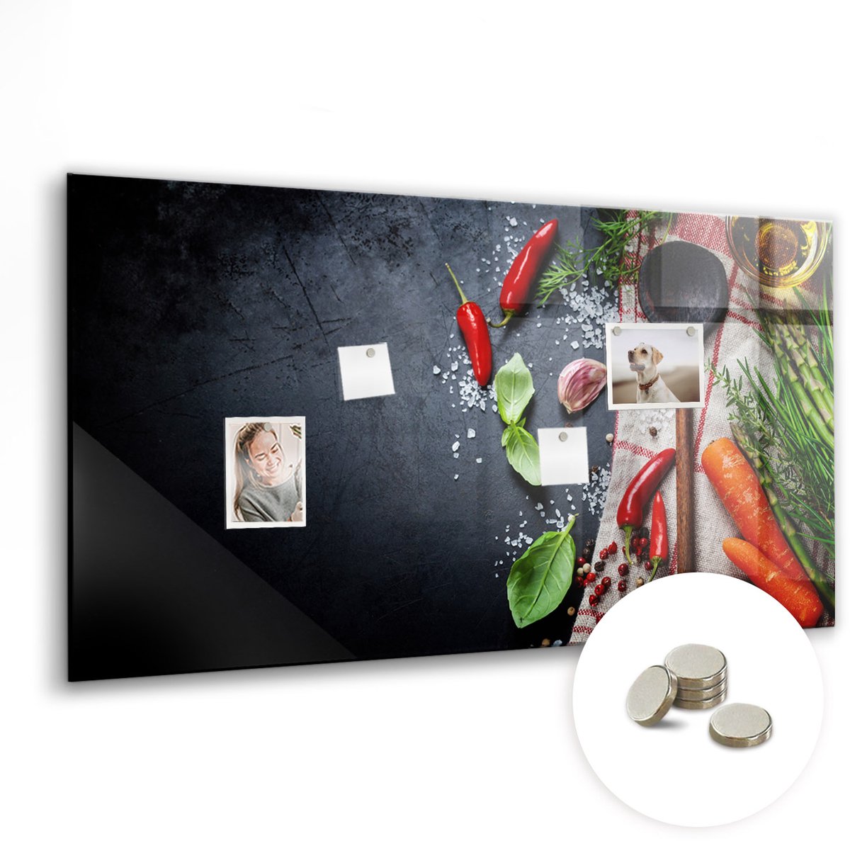 Coloray Glazen Magneetbord - Magnetisch Bord Lepels kruiden - 120x60 cm - Veelkleurig Magneetbord - Magnetic Board - Keuken Decoratie