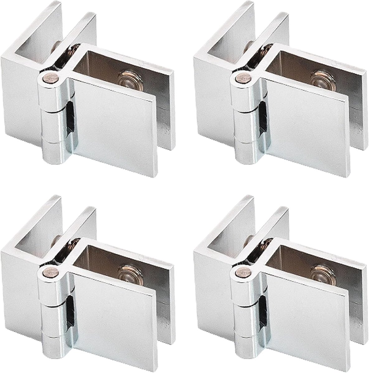 SnelShoppen - 4 Stuks Zilveren Glasdeur Klem, Zink Legering Scharnier, Ideaal Voor Het Repareren Van Glazen Deuren, Geschikt Voor Badkamers En Opbergd