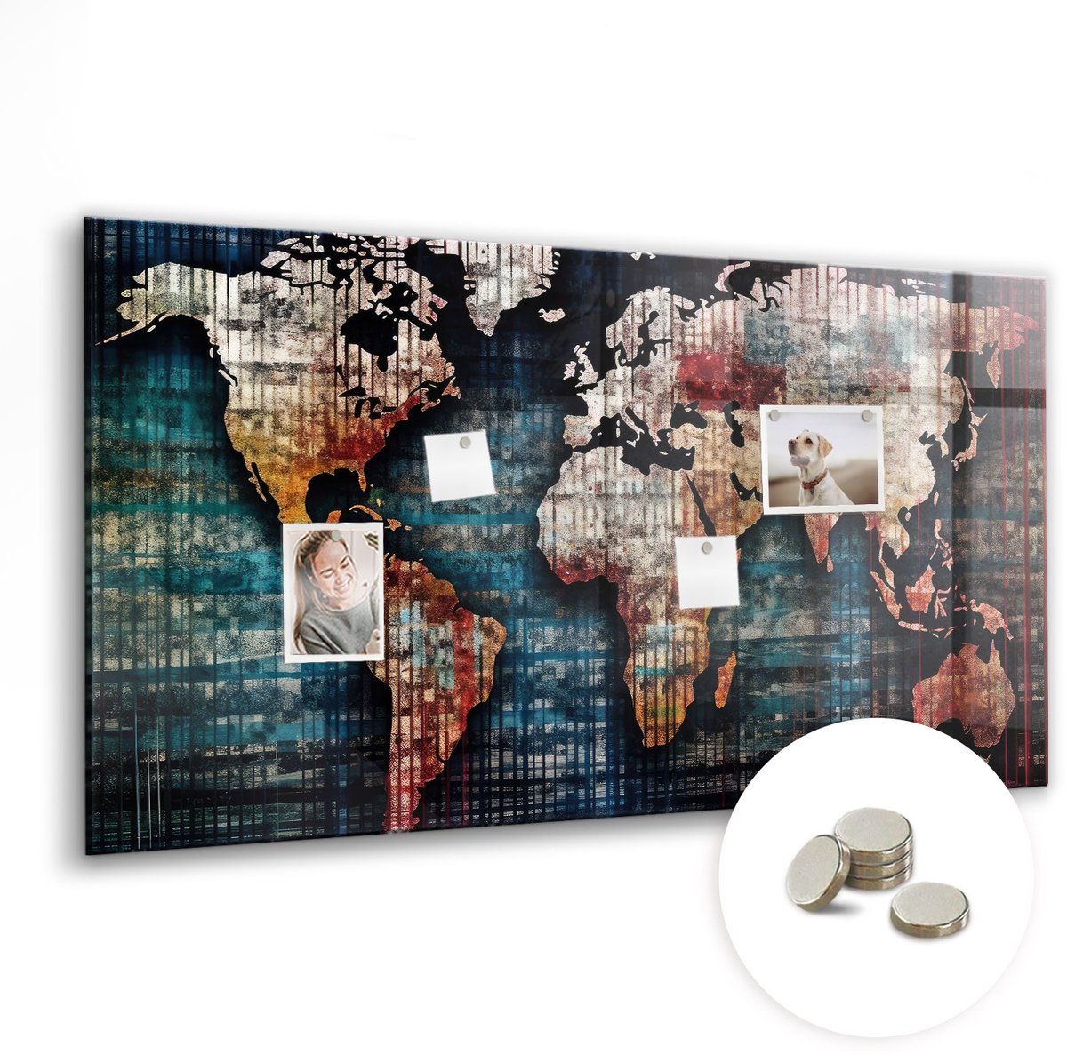 Coloray Glazen Magneetbord - Magnetisch Bord Decoratieve abstractie - 120x60 cm - Veelkleurig Magneetbord - Magnetic Board - Bureau Decoratie