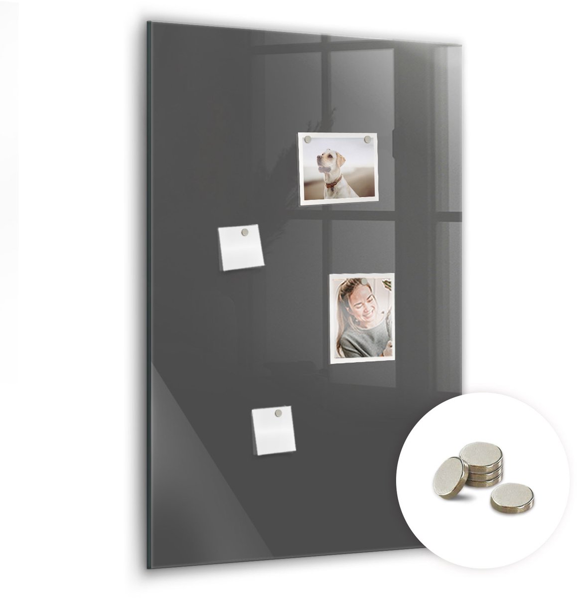 Coloray Glazen Magneetbord - Magnetisch Bord Beige kleur - 60x90 cm - Grijs Magneetbord - Magnetic Board - Glazen Magneetbord