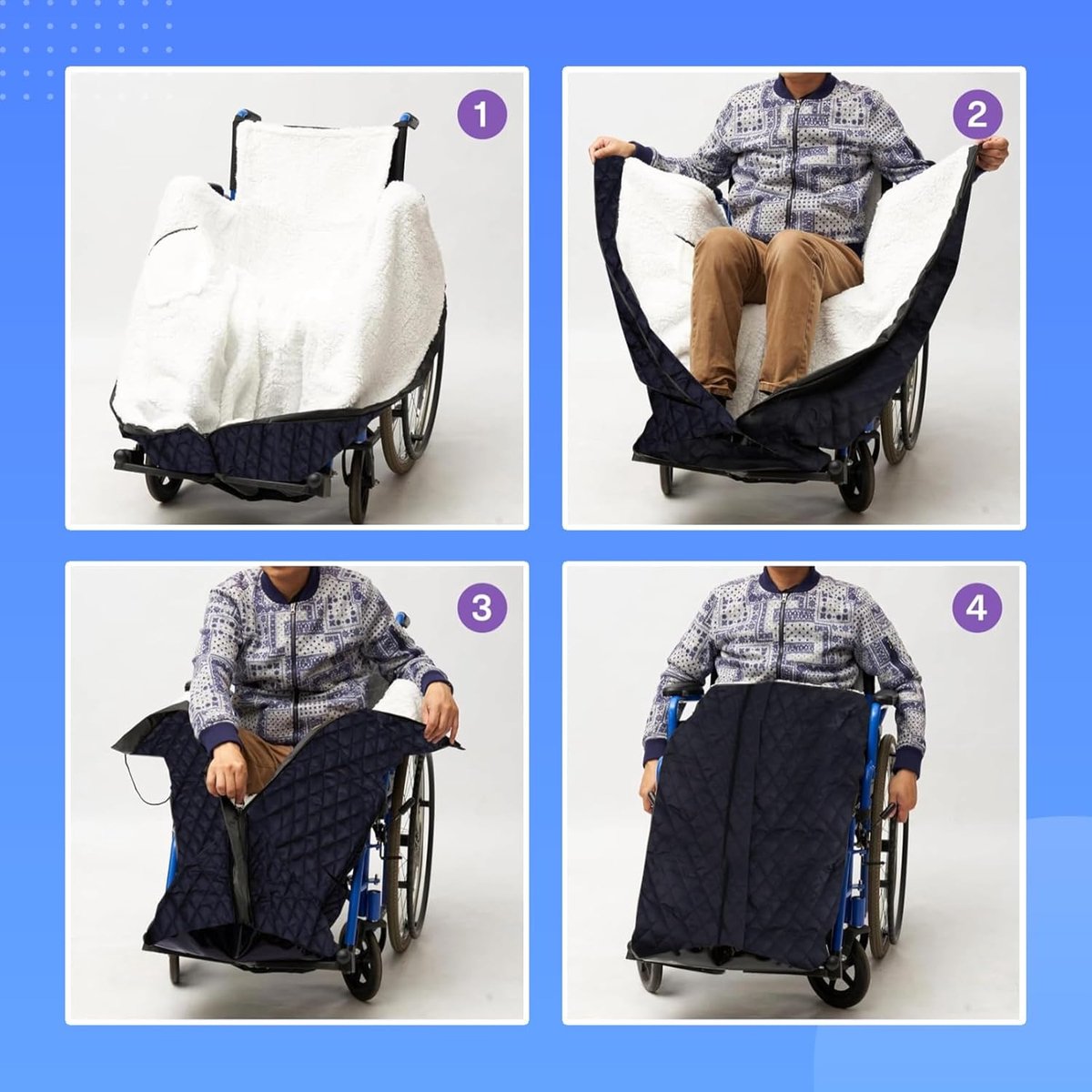 SnelShoppen - Rollstoel Dekentje - Fleece Voering - Warme Deken voor Benen - Knie Deken - Zip Up Pluche Tas voor Rollstoelgebruikers - Koud Weer Activ