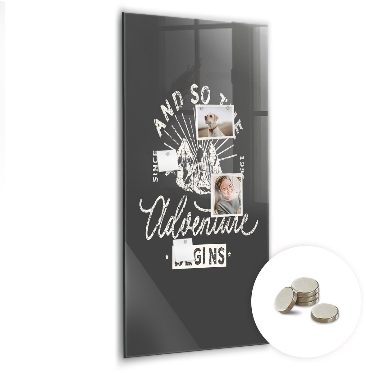 Coloray Glazen Magneetbord - Magnetisch Bord Melkwegstelsel - 60x120 cm - Grijs Magneetbord - Magnetic Board - Magnetisch Wandbord