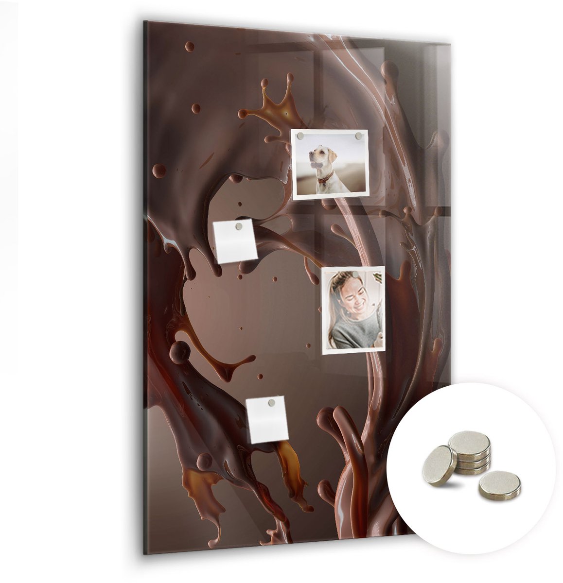 Coloray Glazen Magneetbord - Magnetisch Bord Tropische bladeren - 60x90 cm - Bruin Magneetbord - Magnetic Board - Wanddecoratie