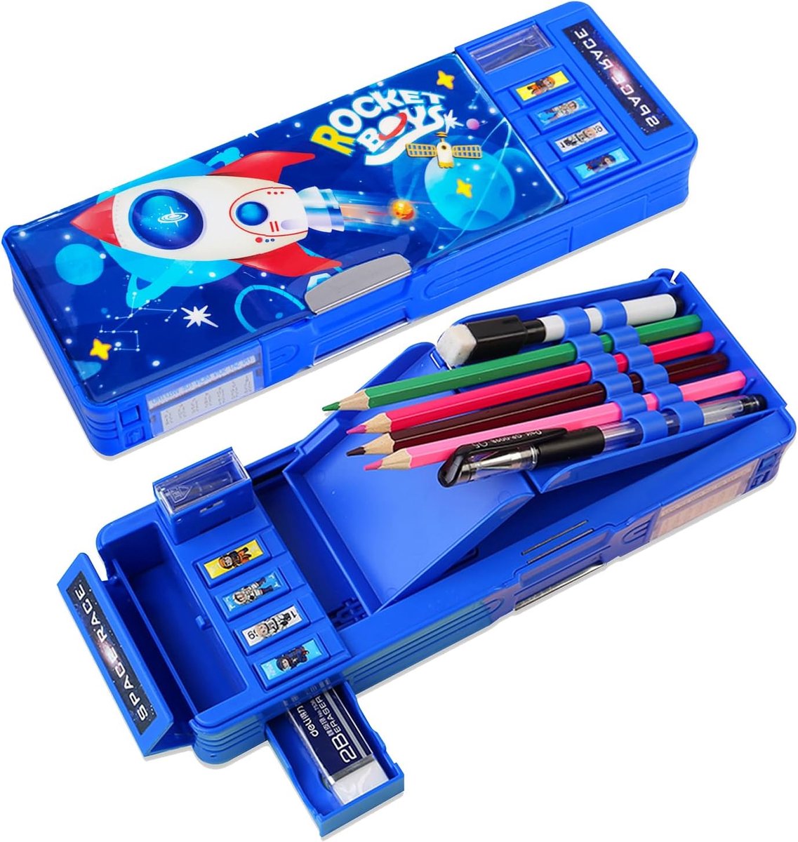 Pop-up multifunctionele potloodetui voor jongens en meisjes, schattige cartoon pennendoos organisator briefpapier - ShopVlot