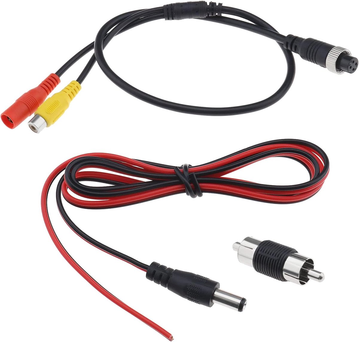 4 PIN female naar RCA female kabel - met RCA male naar male adapter - voor CCTV camera - video en stroomverbinding - ShopVlot