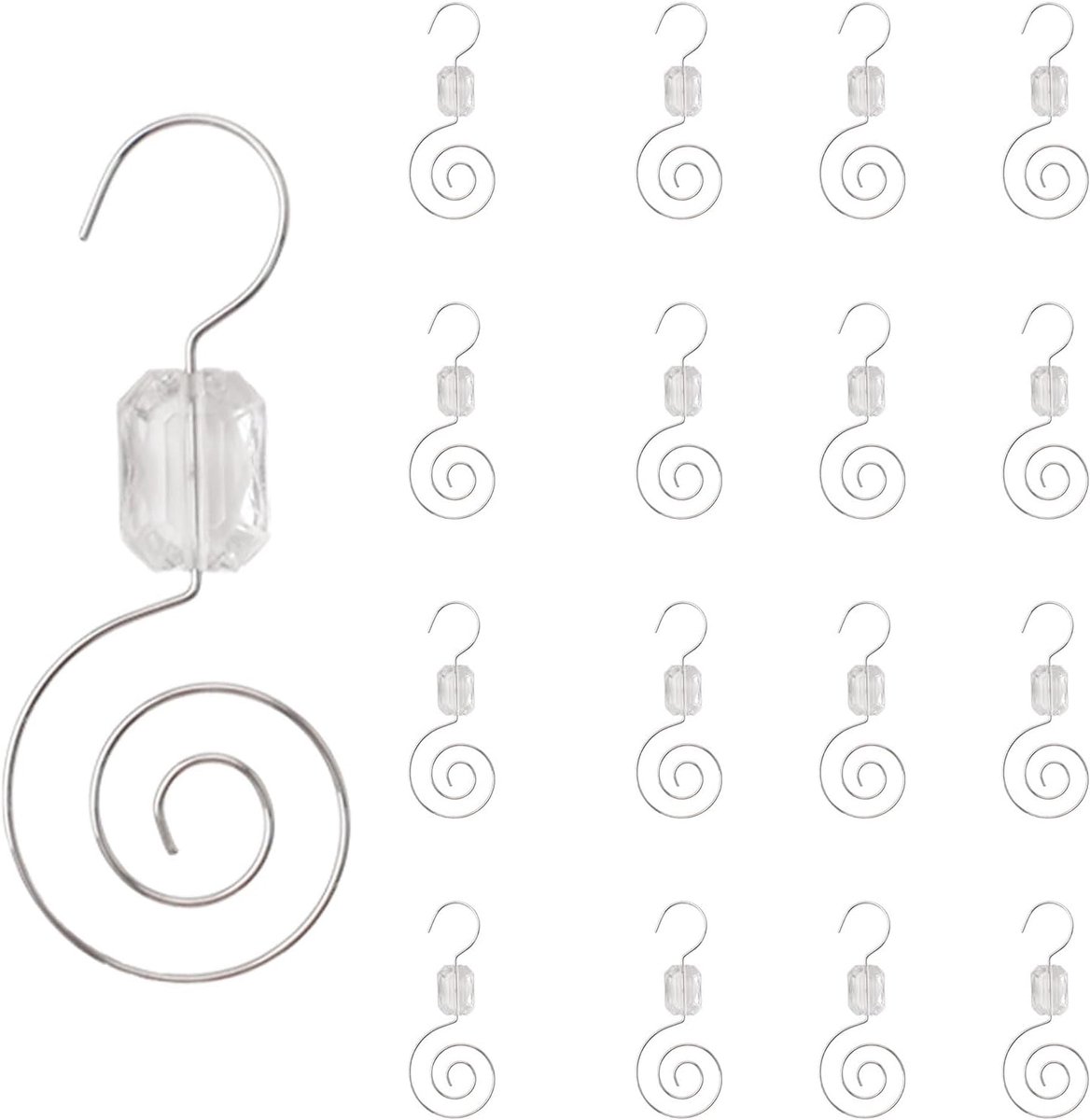 SnelShoppen - 30 Stuks S-vormige Kerstdecoratie Haken met Kristallen Beads - Duurzame Metalen Haken voor Feestdagen en Decoratie - Zilverkleurig