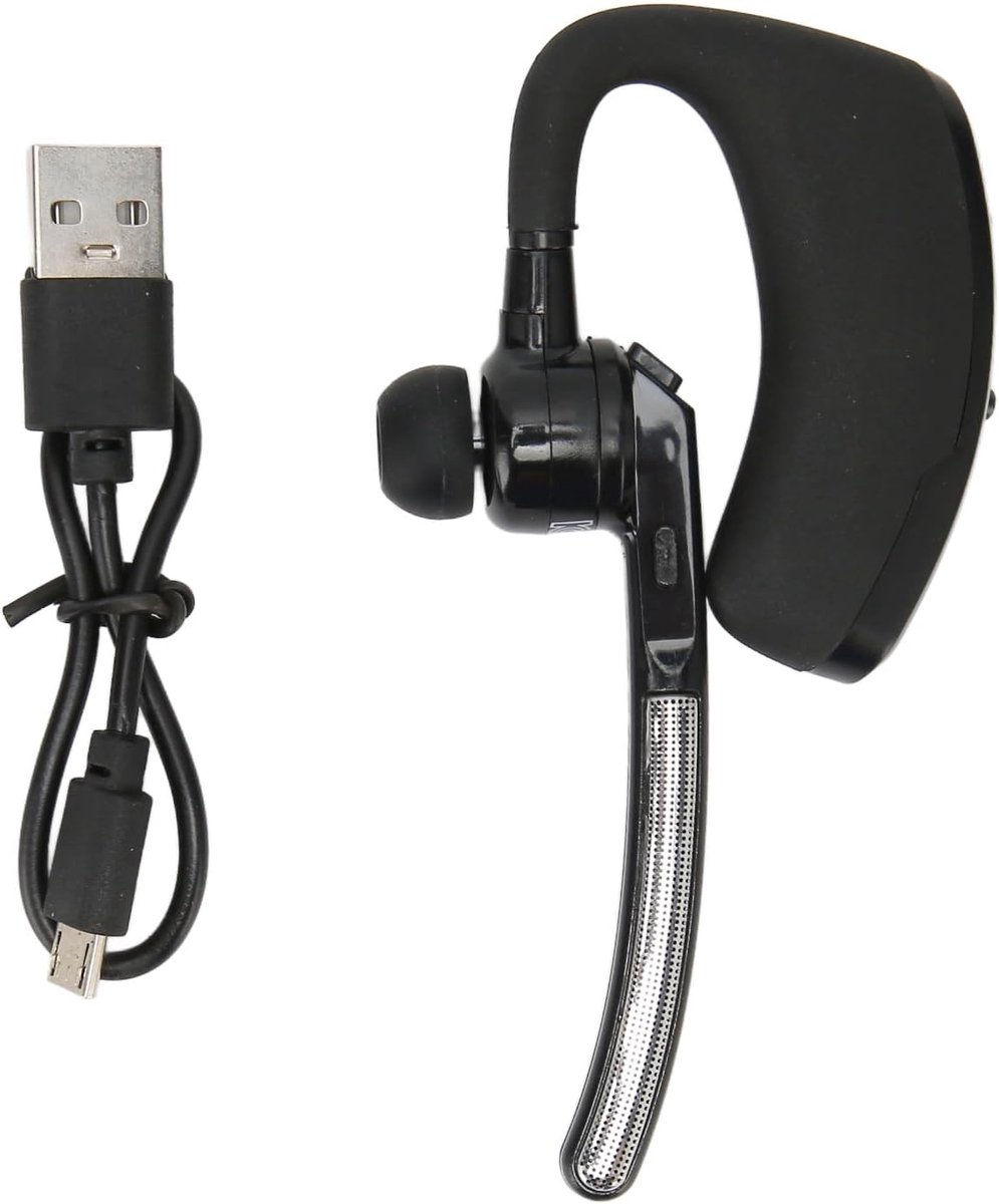 SnelShoppen - Bluetooth Oortelefoon met Eén Oor, Draadloze Headset met Twee Noise Cancelling Microfoons, Handsfree Bellen, 180 Graden Verstelbaar