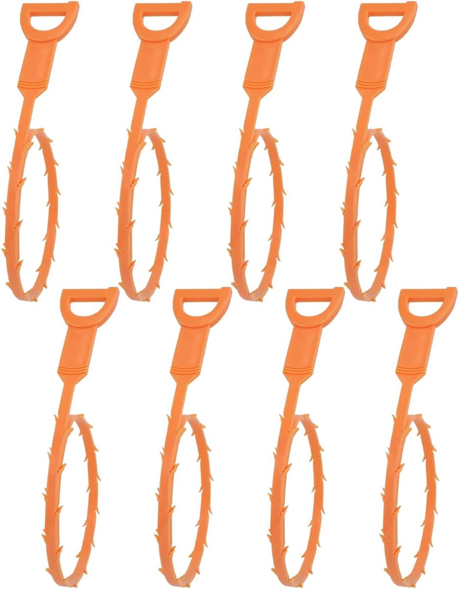 SnelShoppen - 8 Stuks Afvoer Ontstopper Gereedschap - Haarvanger Reiniging Tool voor Keuken, Badkamer, Afvoer, Flexibel en Zacht, Oranje
