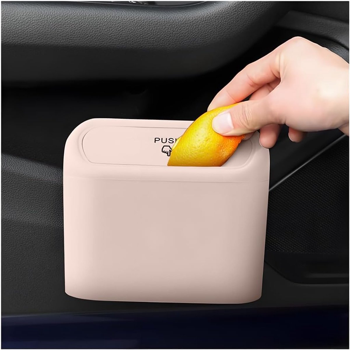 SnelShoppen - Auto Afvalbak met Deksel, Waterdichte Draagbare Prullenbak, Multifunctionele Kleine Afvalbox voor Auto, Kantoor, Thuis (Roze)