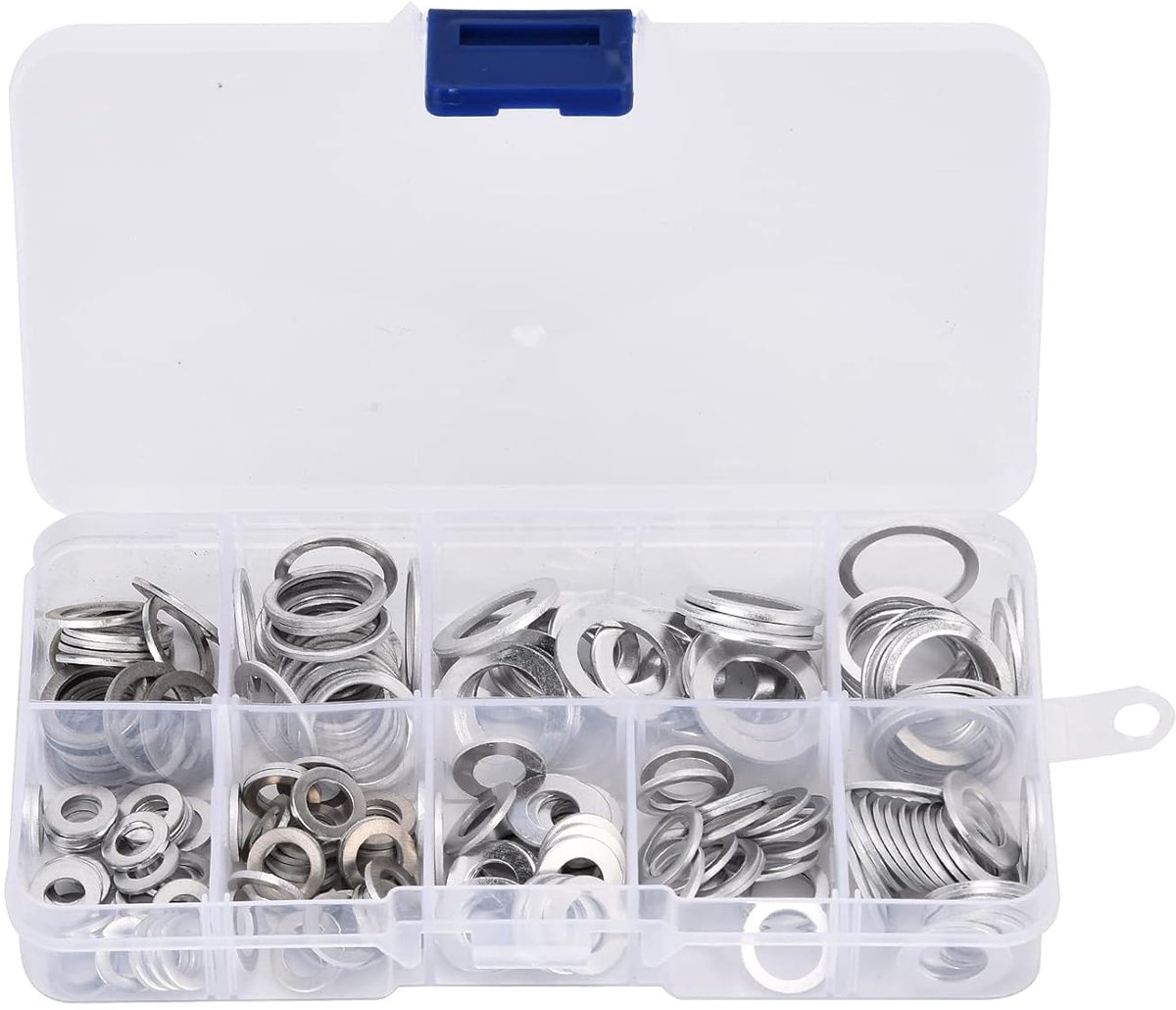SnelShoppen - Set van 200 Aluminium O-Ringen, Hoge Temperatuur Weerstand, Dichtingsringen voor Onderhoud, Diverse Maten, Voor Elektrische Apparaten en