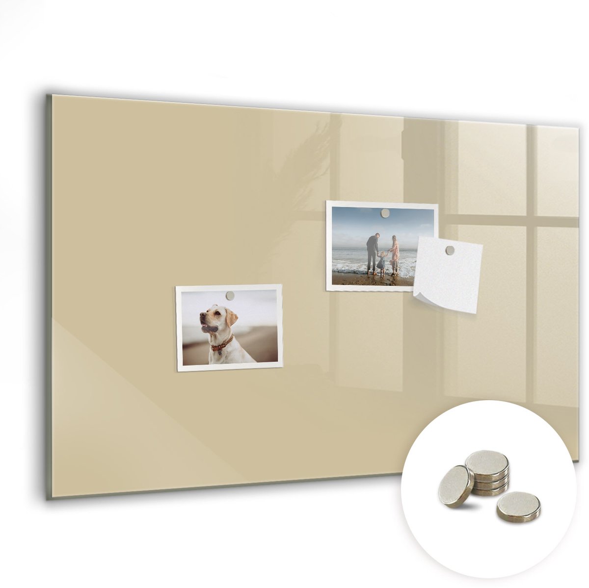 Coloray Glazen Magneetbord - Magnetisch Bord Beige kleur - 60x40 cm - Beige Magneetbord - Magnetic Board - Magnetisch Wandbord