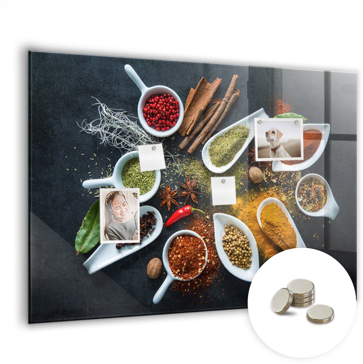 Coloray Glazen Magneetbord - Magnetisch Bord Roest op metaal - 100x70 cm - Veelkleurig Magneetbord - Magnetic Board - Bureau Decoratie