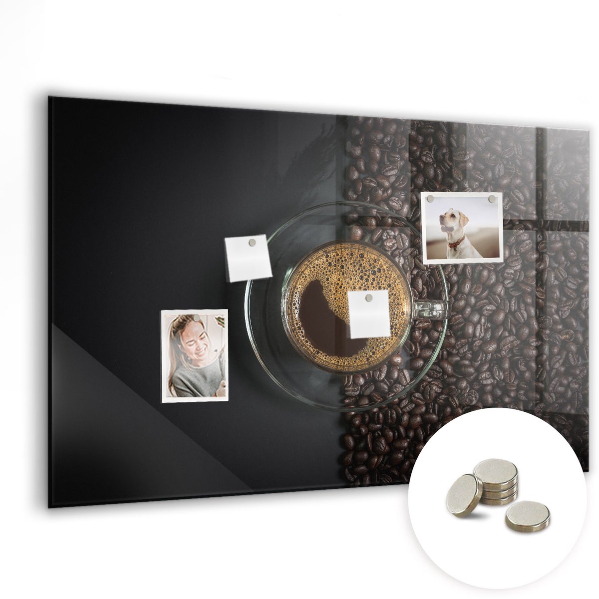 Coloray Glazen Magneetbord - Magnetisch Bord Sierbloemen - 90x60 cm - Bruin Magneetbord - Magnetic Board - Woonkamer Decoratie