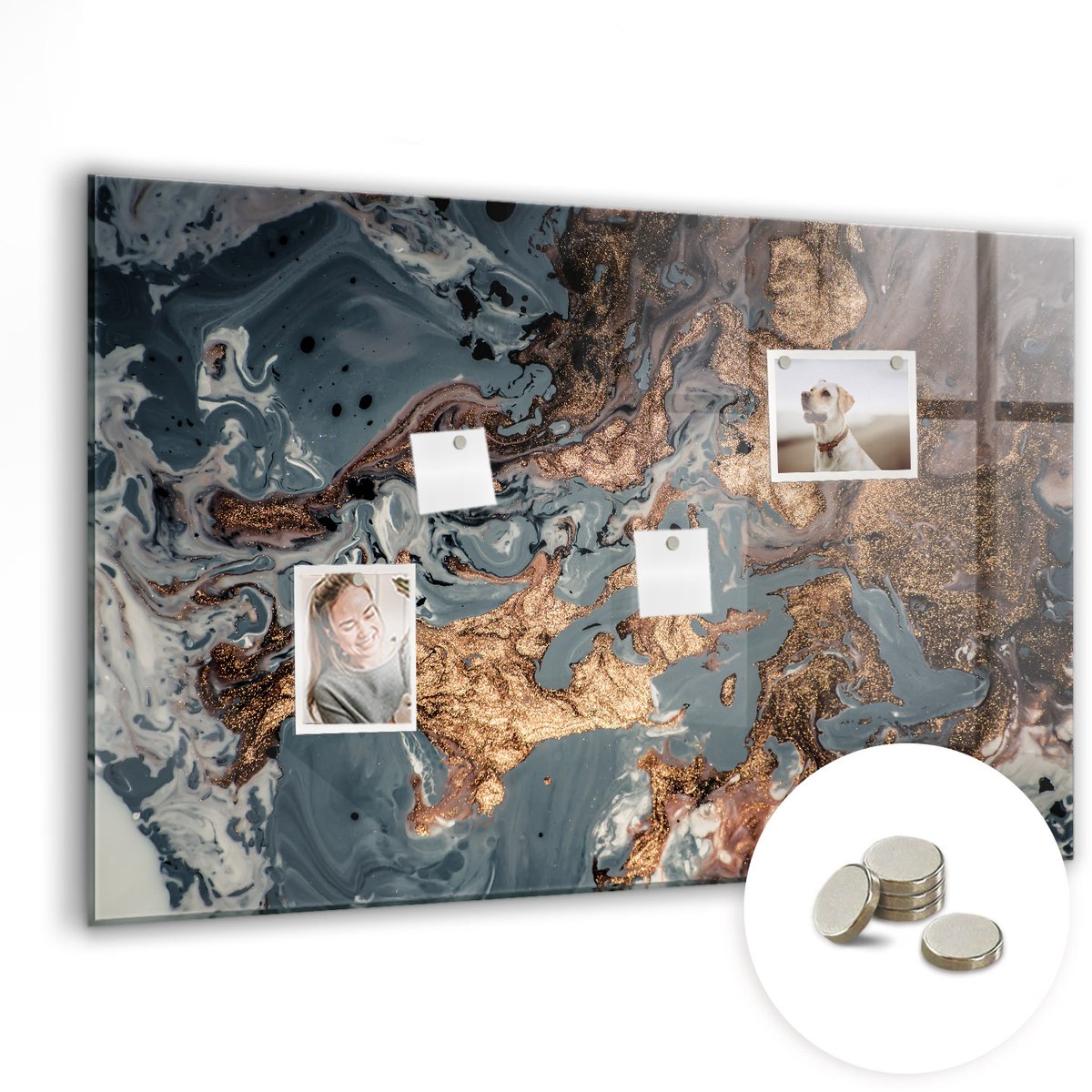 Coloray Glazen Magneetbord - Magnetisch Bord Zwarte wereldkaart - 90x60 cm - Veelkleurig Magneetbord - Magnetic Board - Magneetbord Design