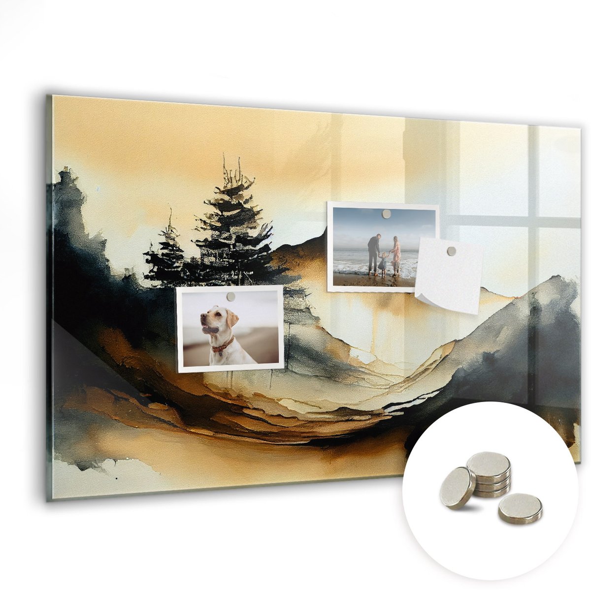 Coloray Glazen Magneetbord - Magnetisch Bord Abstract landschap - 60x40 cm - Veelkleurig Magneetbord - Magnetic Board - Woonkamer Decoratie