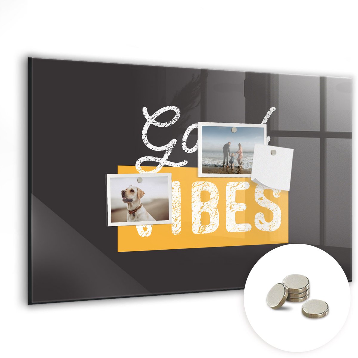 Coloray Glazen Magneetbord - Magnetisch Bord Motiverende quote - 60x40 cm - Oranje Magneetbord - Magnetic Board - Memobord