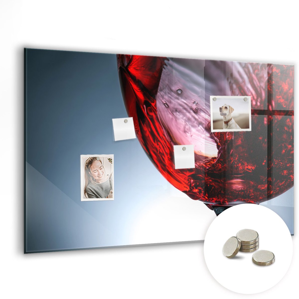 Coloray Glazen Magneetbord - Magnetisch Bord Walviswater - 90x60 cm - Rood Magneetbord - Magnetic Board - Memobord