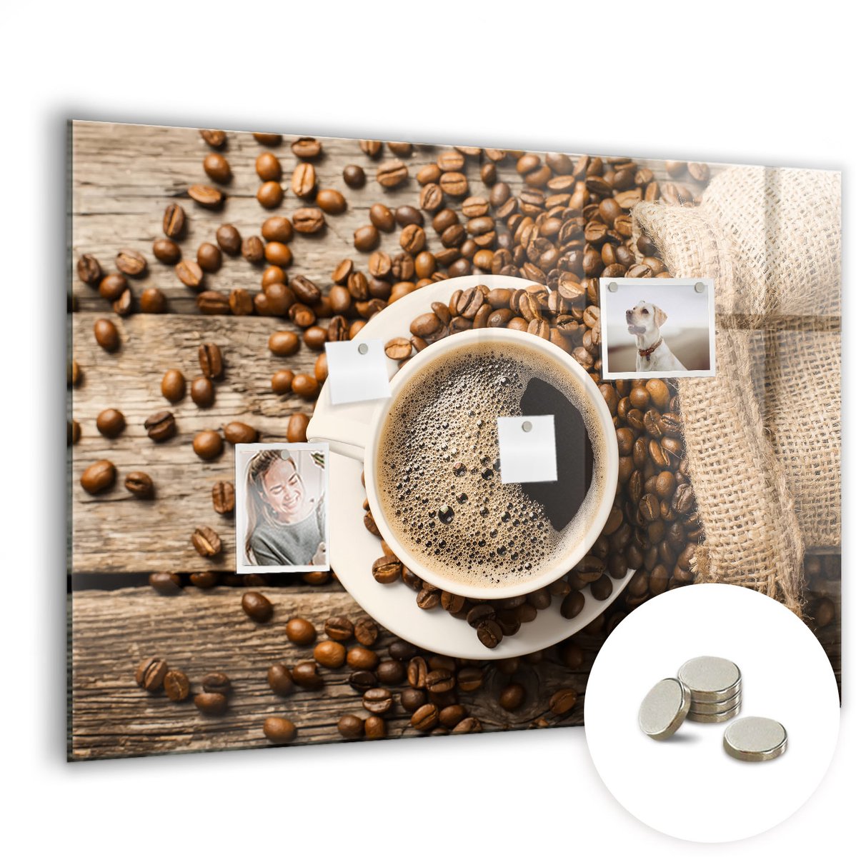 Coloray Glazen Magneetbord - Magnetisch Bord Oude wereldkaart - 100x70 cm - Bruin Magneetbord - Magnetic Board - Magneetbord Design