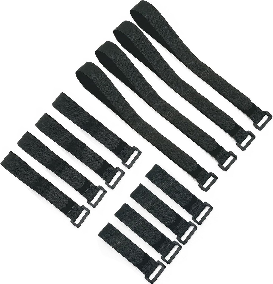SnelShoppen - Pack van 12 Herbruikbare Velcro Kabelbinders, 3 Verschillende Lengtes 2.5 x 30 cm, 2.5 x 40 cm, 2.5 x 80 cm, Nylon Kabelbinders voor Kab