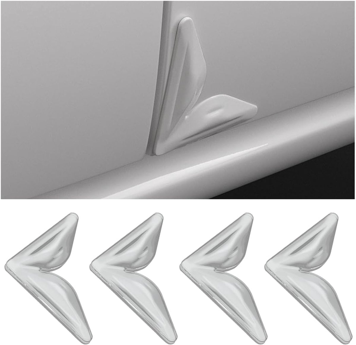 SnelShoppen - 4 Stuks Universele Auto Deur Hoek Beschermcovers - Krassenbestendig Hoekbescherming voor Auto Deuren - Siliconen Hoekbescherming - Trans