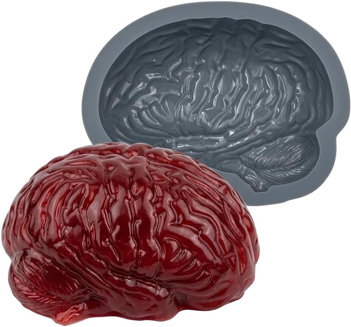 SnelShoppen - Silicone Bakvorm 'Hersenen' 22x17x6 cm - BPA-vrij, Makkelijk Schoon te Maken - Perfect voor Halloween, Feest, Pudding en Bakken - 550 ml