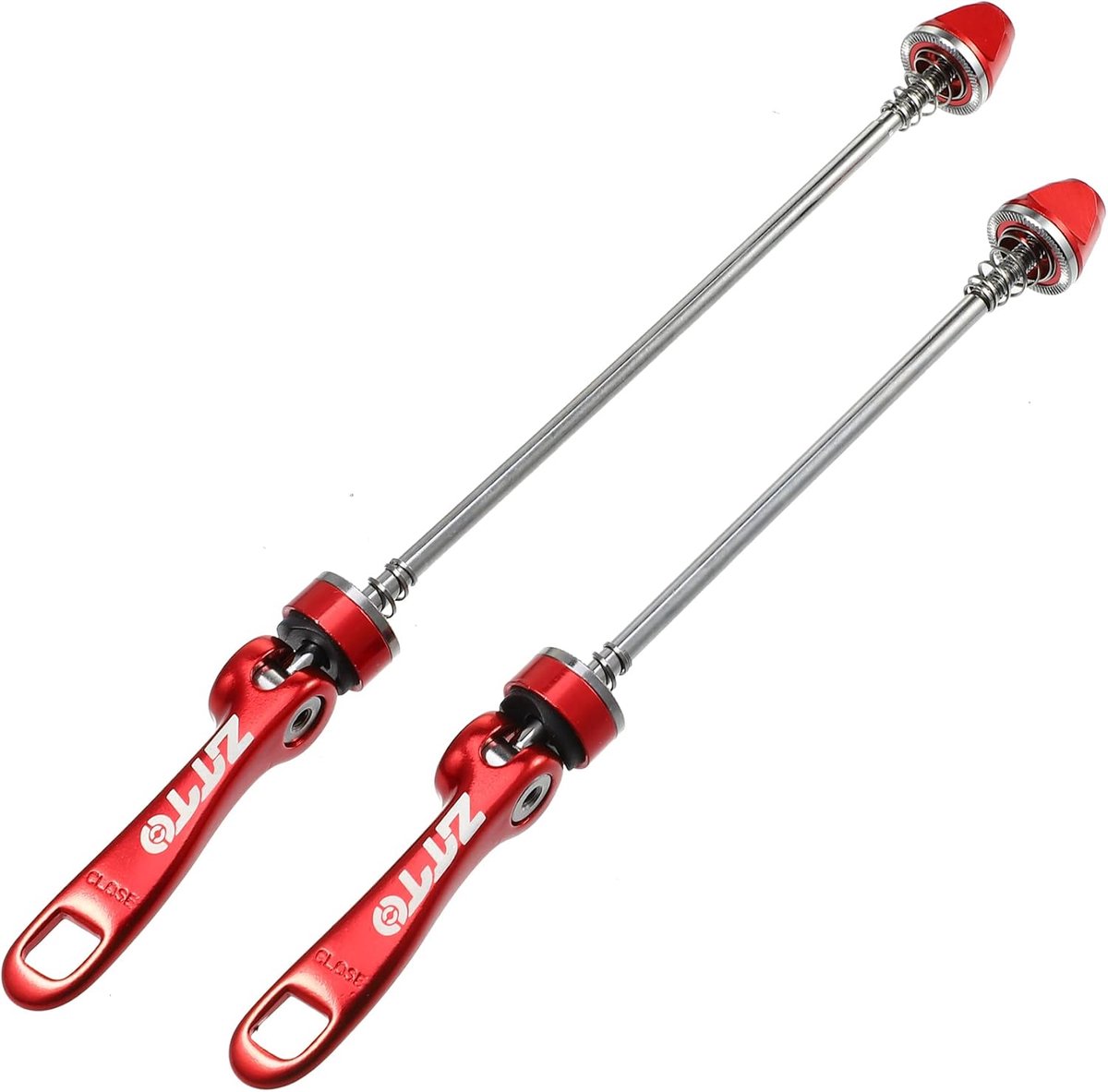 SnelShoppen - 2 Stuks Fiets Snelspanners Voorwiel Achterwiel 15cm 19cm Rood Aluminium Staal