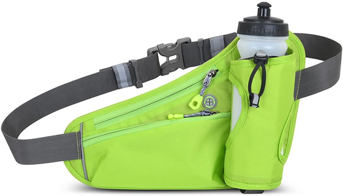 Waterdichte Heupzak met Fleshouder en Reflecterende Strepen - Voor Hardlopen - Fietsen - Wandelen en Outdoor - Groen