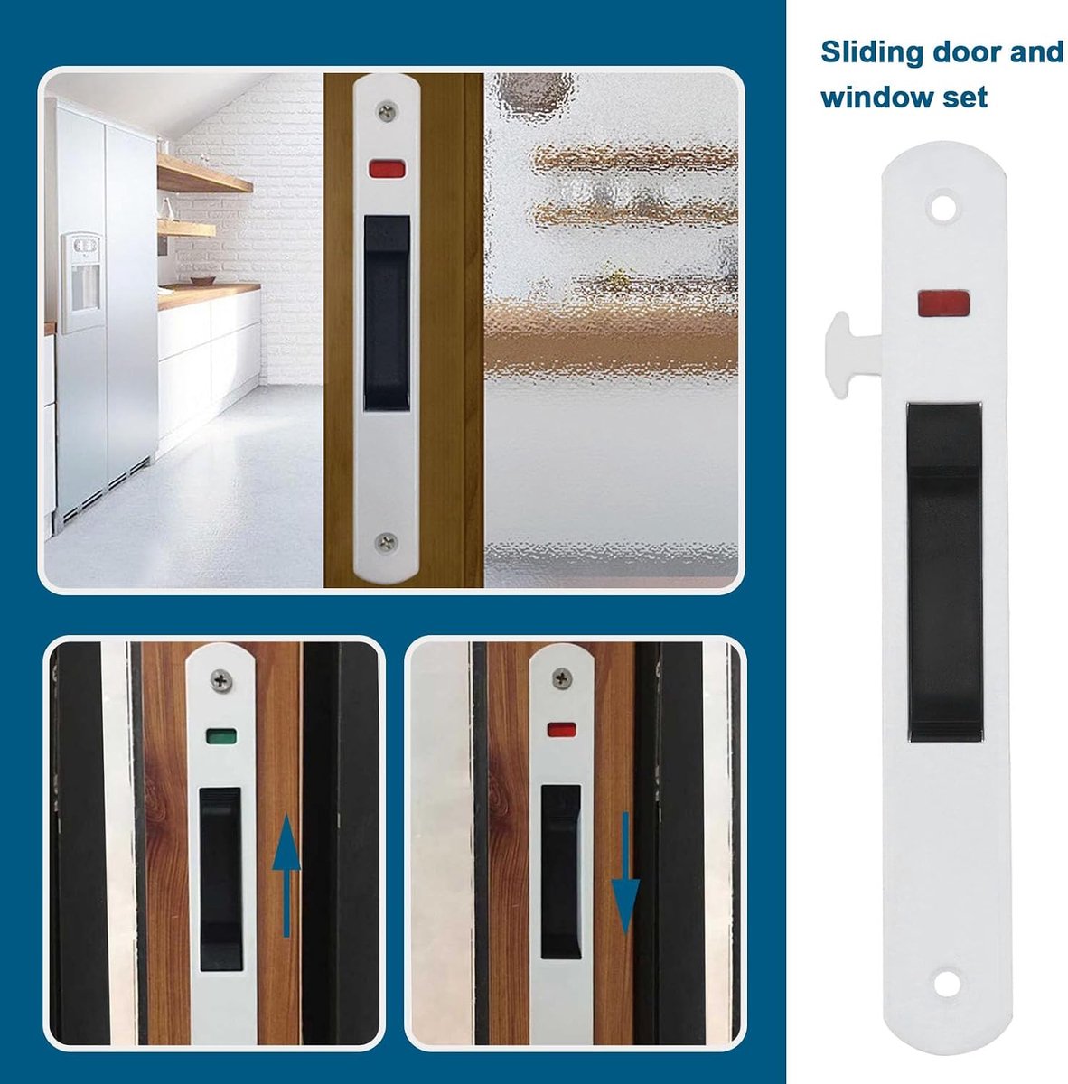SnelShoppen - Sliding Deur en Raam Set - Glazen Schuifdeur Slot U-Beugel - Vervangingsaccessoires voor Schuifdeuren - Wit - Duurzaam Zinklegering - Ee