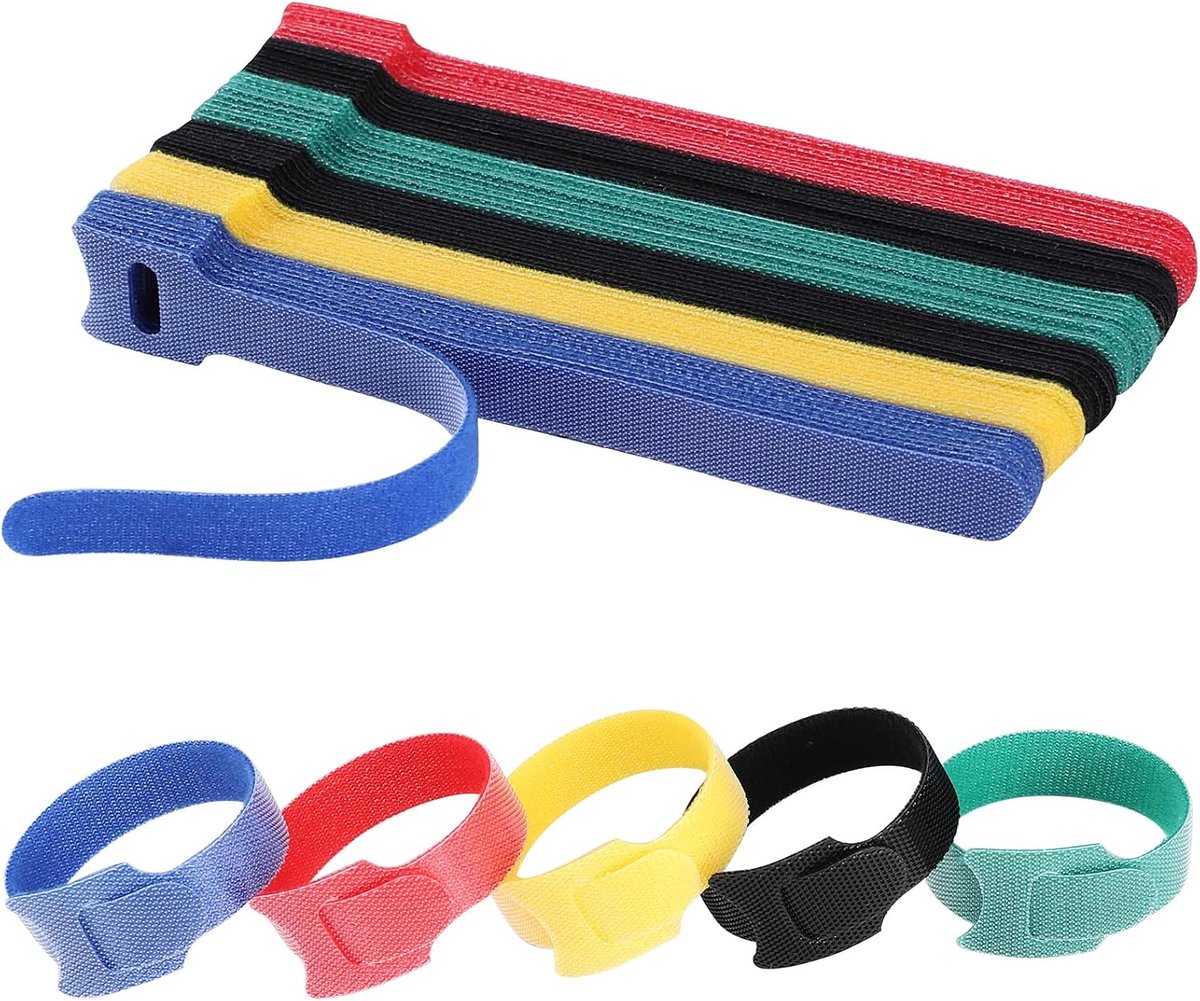 120 Stuks Herbruikbare Kabelbinders - 15 cm - Multifunctionele Tiewraps - 5 Kleuren - Kabelmanagement en Organisatie