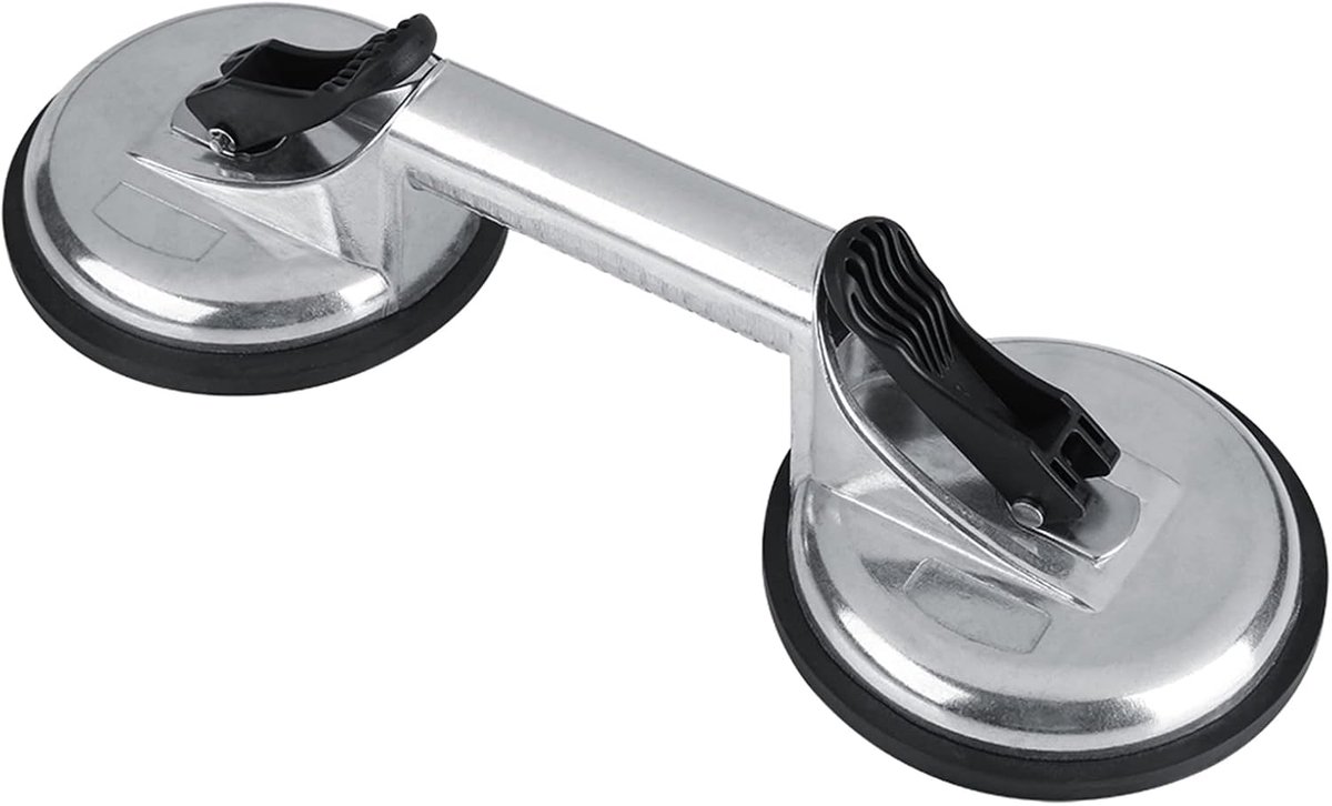 SnelShoppen - Professionele Aluminium Legering Zuignap, Dubbelplaat Zuignap voor Glas, Metaal en Spiegel, 231lb Draagcapaciteit, Perfect voor Zware Ti