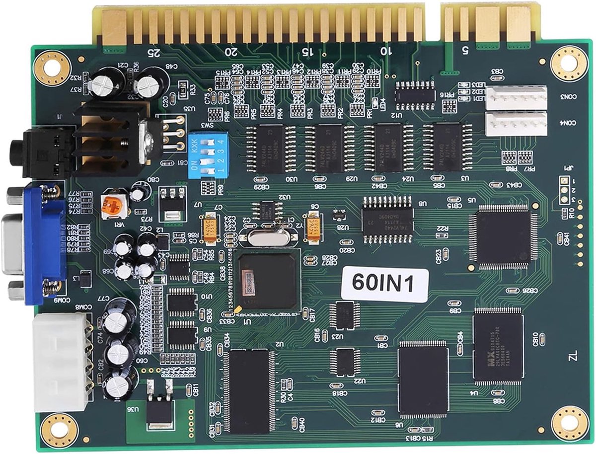 SnelShoppen - Jeanoko Jamma Jamma 60 in 19×18×2 Multicade Bord met CGA VGA Output voor Game Machine en Ondersteuning voor Joystick en Trackball