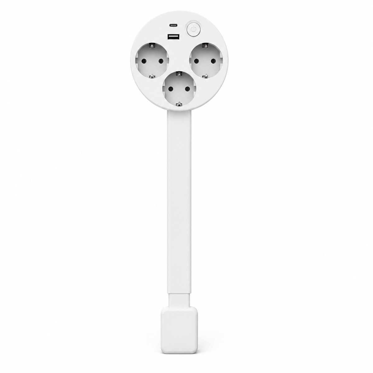 VHV Stekkerdoos - Stekkerdoos met usb en schakelaar - Stekkerdoosverlengsnoer met uitschuifbare 45-70 cm - Voor het bureaublad, keuken, hoogteverstelbaar bureau - Wit