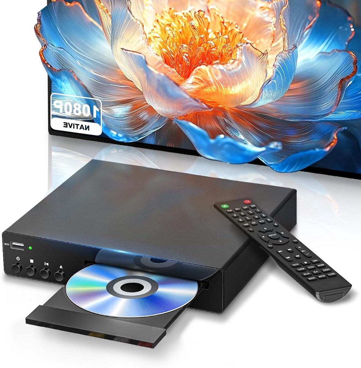 Compacte DVD-speler - Full HD speler - Thuisbioscoop creëren - Regiovrije afspeelopties - 1080P Upscaling - Donker zwart