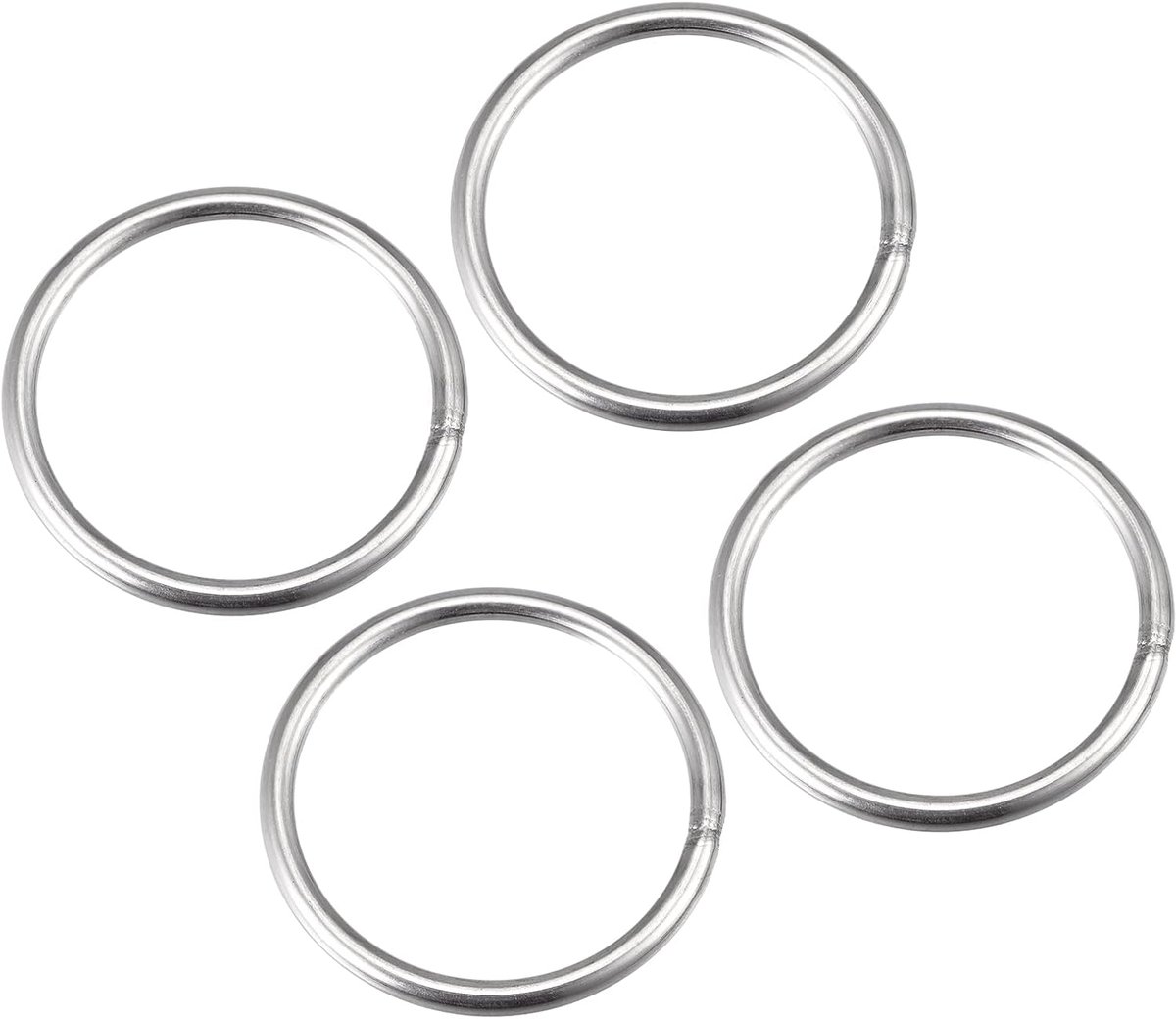 SnelShoppen - 4 Stuks 60mm OD 5mm Dikke Ronde O-Ringen van 304 RVS, Gelast, Voor Trailerobjecten en Diverse Toepassingen