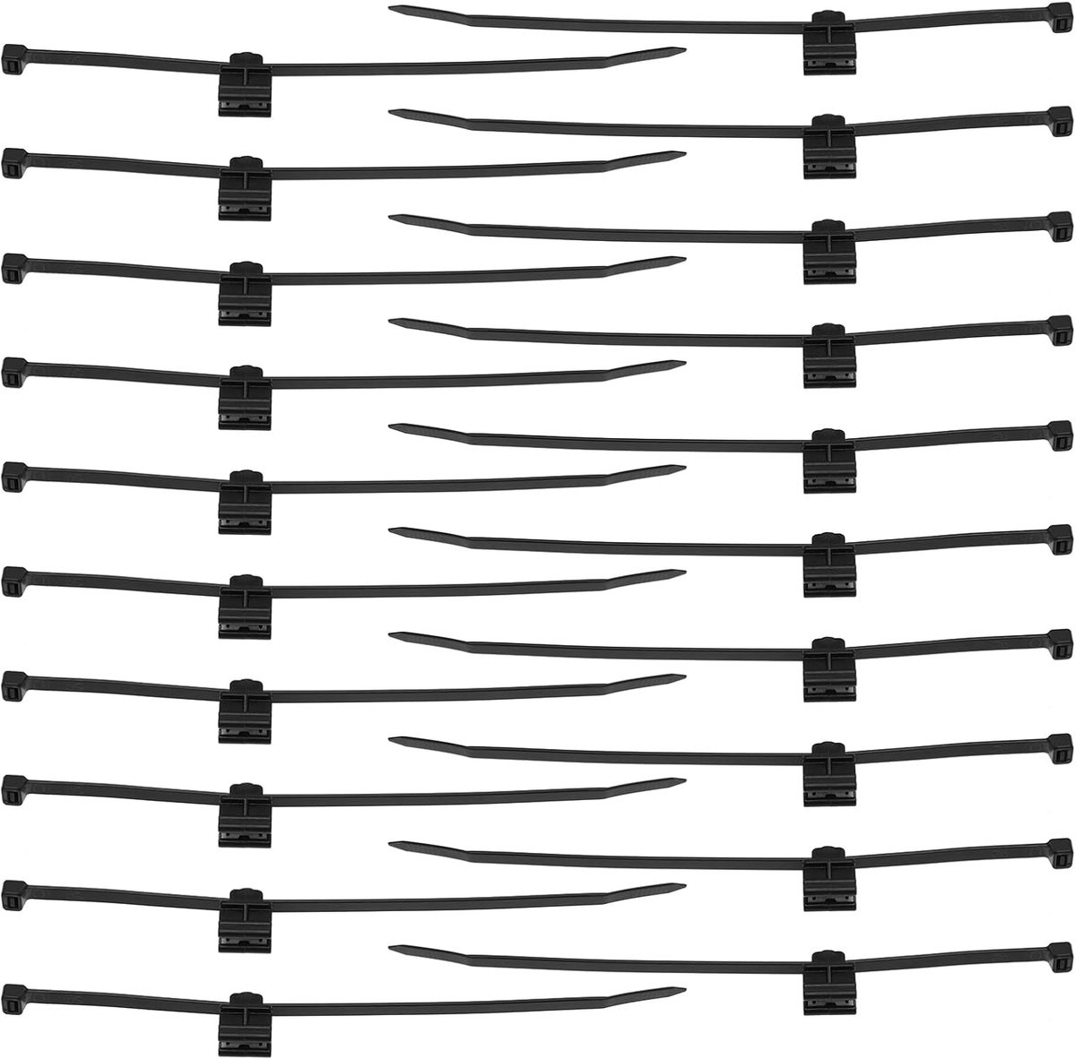 SnelShoppen - 20 Stuks Kabelbinders inclusief Bevestigingsclips, 8 Inch, Plastic Zipper Houders, Kabelbeheer Organizers, Zwart, Ideaal voor Thuis en K