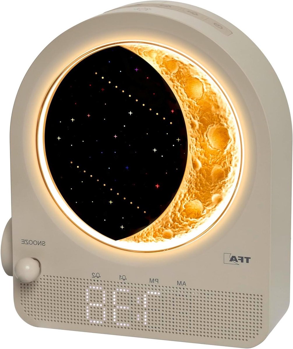 Digitale Wekker - Nachtlamp Maan - Ontspannen Slapen - Zonsopgang Simulatie - 160 x 69 x 184 mm - Lichtgrijs