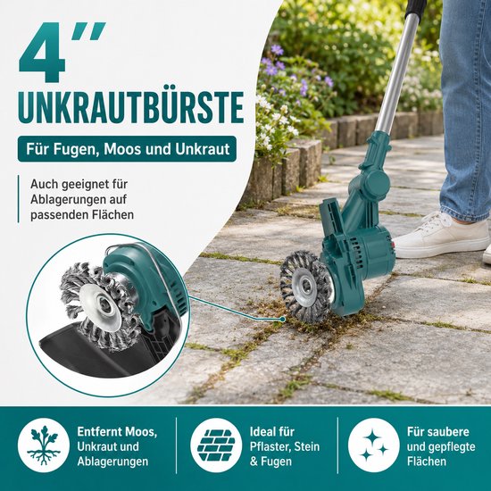 4" onkruidborstel voor het verwijderen van mos en onkruid uit voegen en oppervlakken.