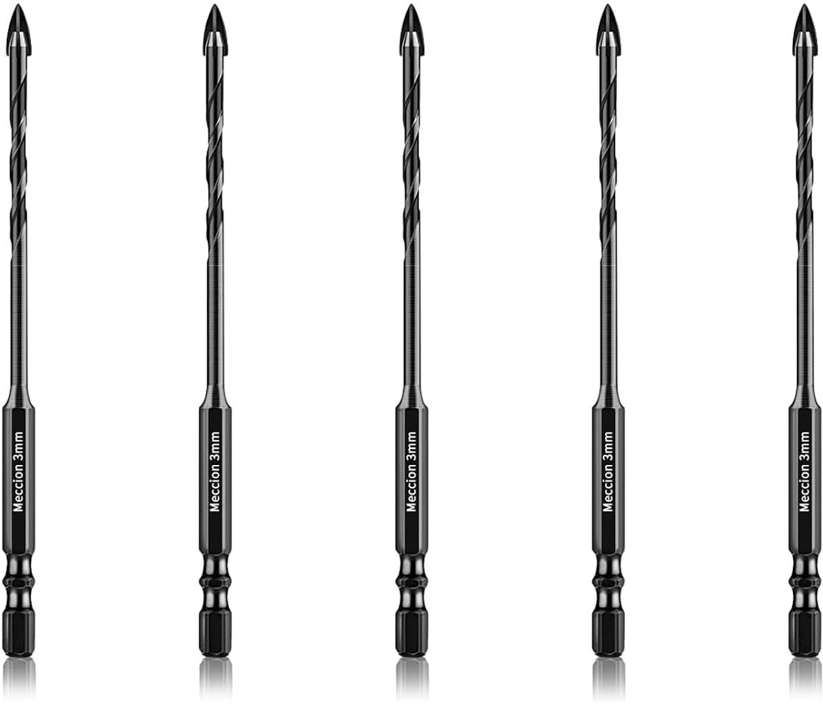SnelShoppen - Professionele Tegelboor Set 3mm - 5 Stuks met Tungsten Carbide Punt voor Tegels, Bakstenen, Glas, Porselein, Hout, Cement, Aluminium