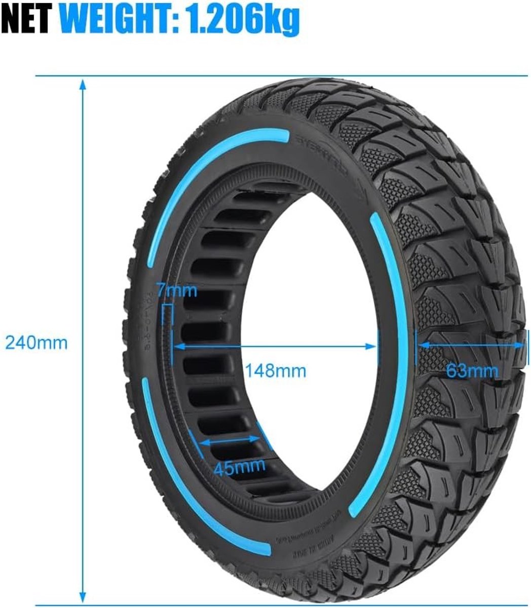 Solid rubber banden 60/70-6.5 - 10 inch - lekvrij en antislip - vervangingsband voor Ninebot Max G30 - ShopVlot