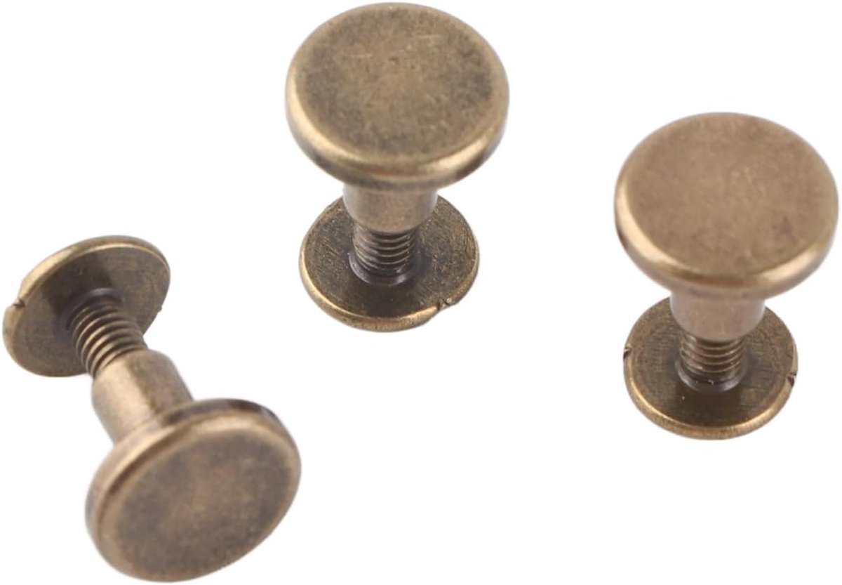 SnelShoppen - 20 Stuks Platte Koper Messing Nieten voor Leer - Chicago Schroeven Moeren Nagels Rivets Leer Accessoires (8mm)