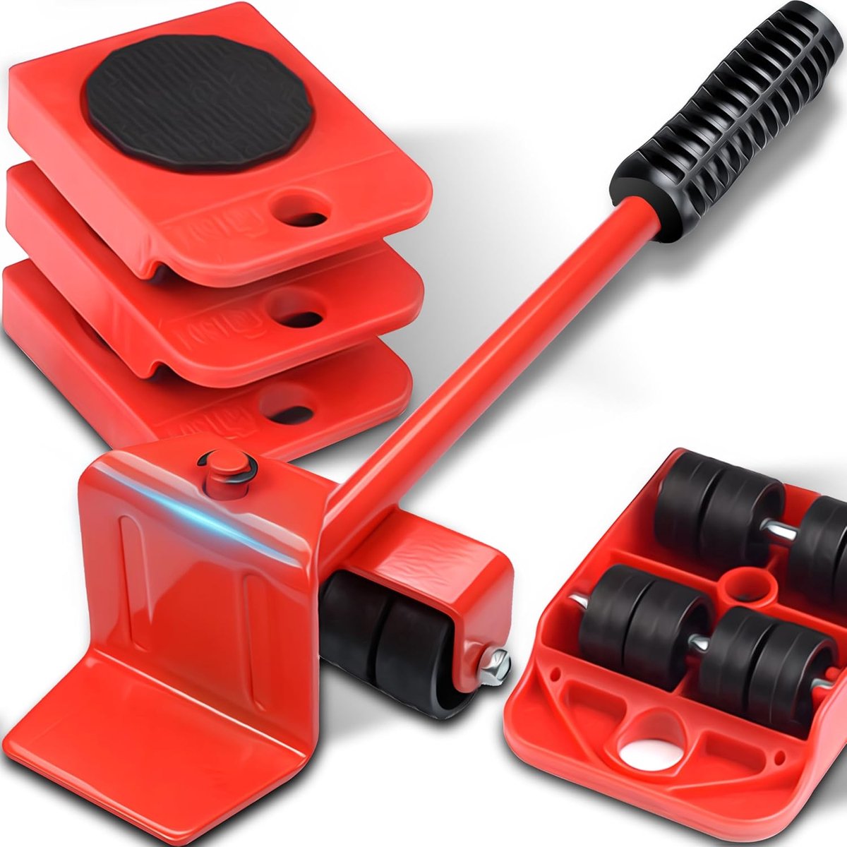Meubeltransportroller Set - 4 meubelrollers & hefapparaat - meubels eenvoudig verplaatsen - ideaal voor zware objecten - ShopVlot