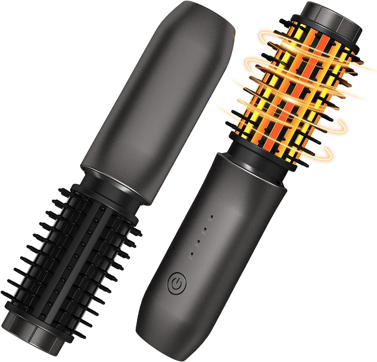 Draadloze warmteborstel - Draagbare stijltang voor op reis, 4 temperatuurstanden | Snel opwarmend, anti-verbranding en anti-frizz, draadloze stijltang voor op reis, een date of op het werk - Klassiek zwart