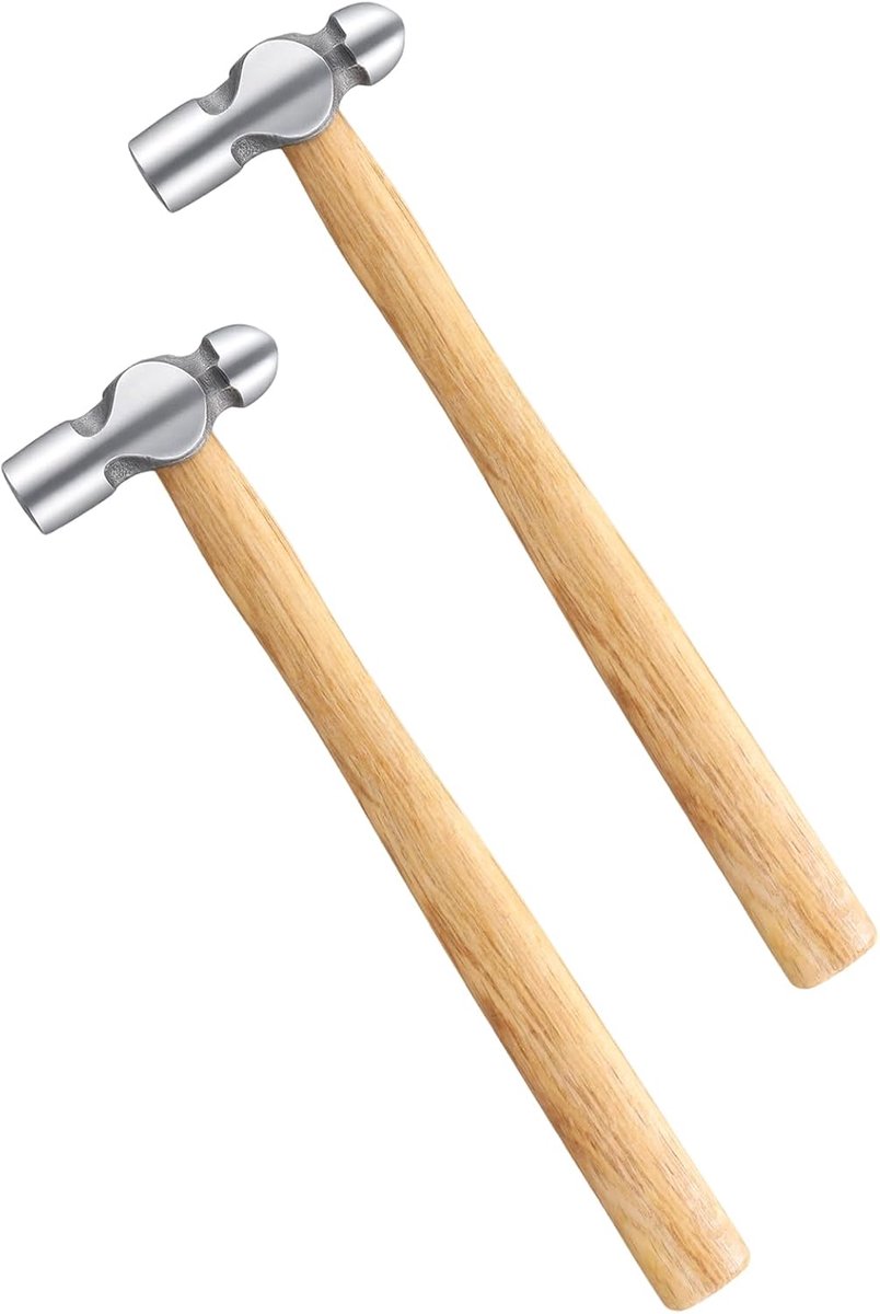 SnelShoppen - 2 Stuks Bal Pein Hamer met Houten Handvat, 8oz (225g) voor Handwerk, DIY en Ambachtelijke Projecten