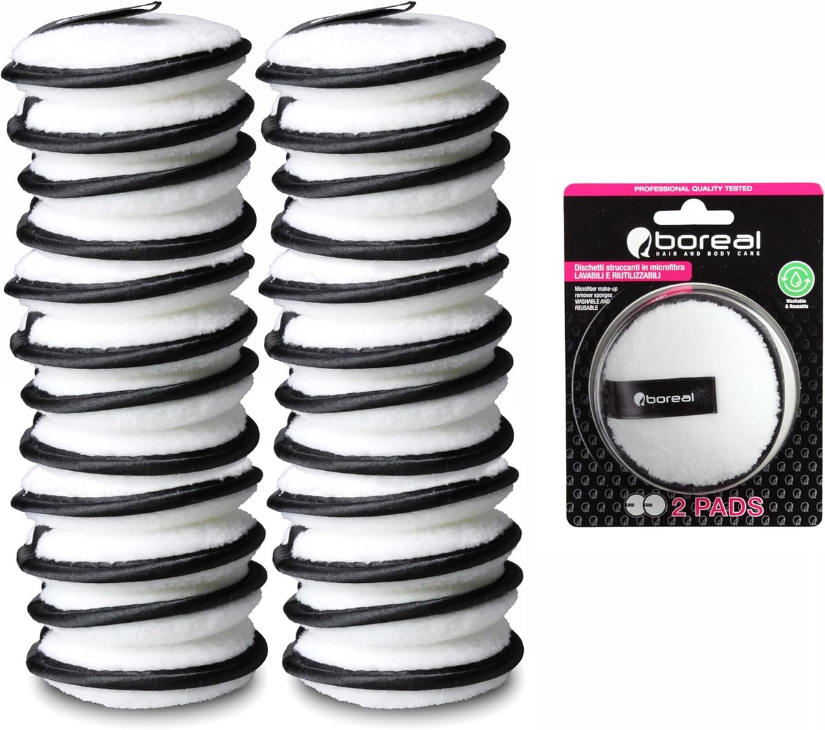 SnelShoppen - Set van 24 wasbare katoenen microvezel pads, biologische make-up remover pads, herbruikbare gezichtsreinigingsponsen, ideaal voor make-u