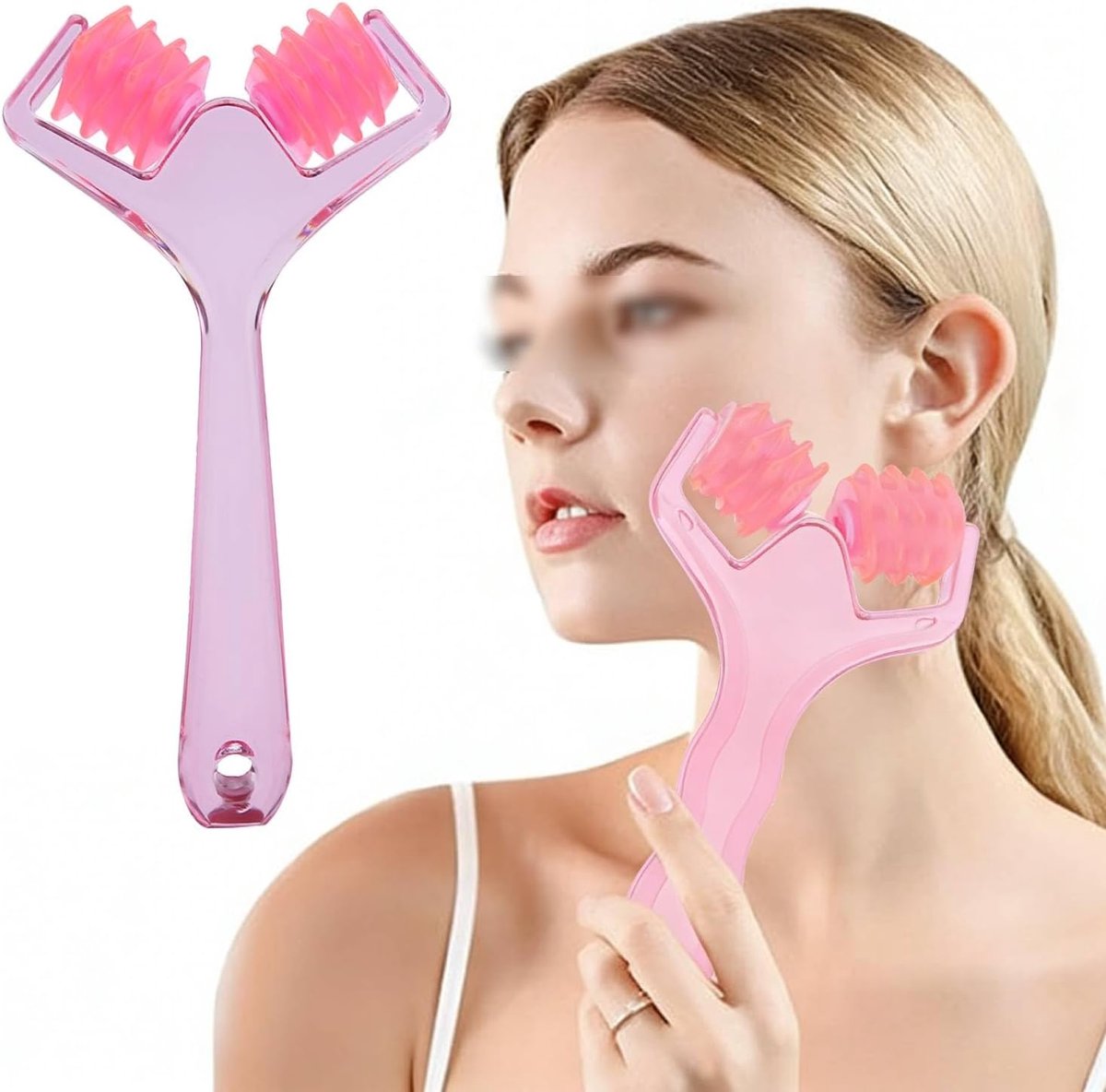 SnelShoppen - Tissting Slankmakende Kin Massage Roller, Gezichtsverstevigende Massager, Ergonomisch Ontwerp voor Gezicht en Hals, Compact en Draagbaar