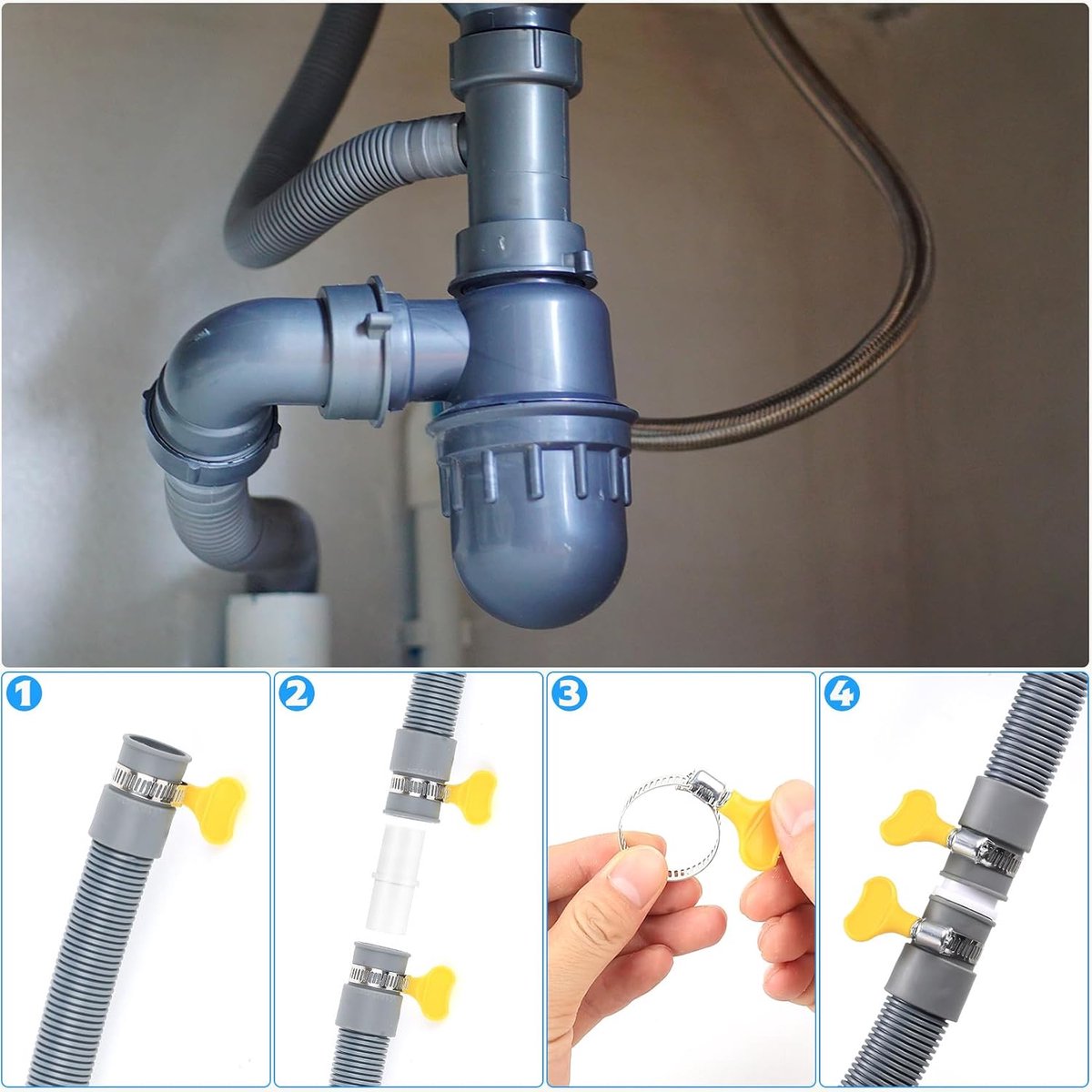 Washing Machine Hose Extension 2 m x 20 mm Washing Machine Drain Hose for Dishwasher, Extension Drain Hoses for - ShopVlot
