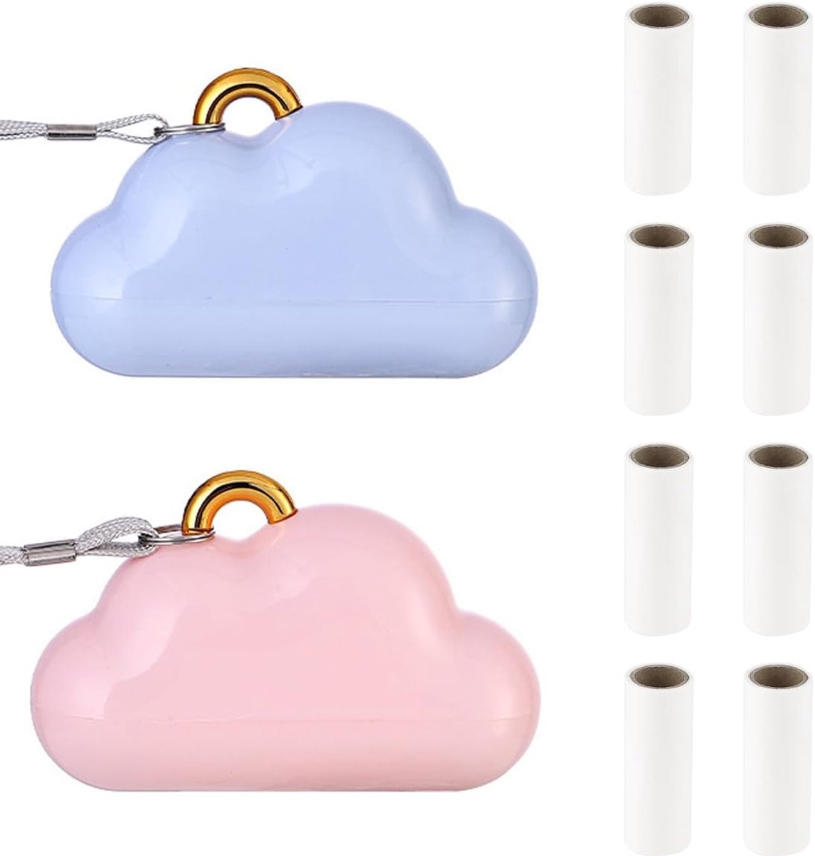 SnelShoppen - 2-pack herbruikbare mini-pluizenrollers met handriem - Draagbare reispluizenroller voor kleding, ideaal voor huisdierenhaar, met 8 navul