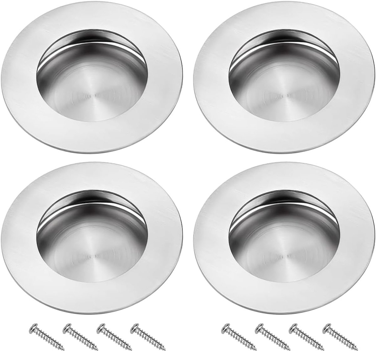 SnelShoppen - 4 Ronde Schuifdeurgreepbehuizingen in Roestvrij Staal 304 voor Schuifdeuren van Laden, Kasten, Garderobekasten, Dressoirs - Elegante Zil
