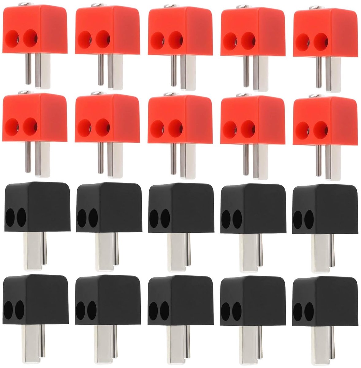 SnelShoppen - 20-delige Speaker Plug Set 2 Pin DIN Plug Adapter voor Speaker Kabel - Geschikt voor Audio en Video Apparatuur - Rood en Zwart - Lichtge